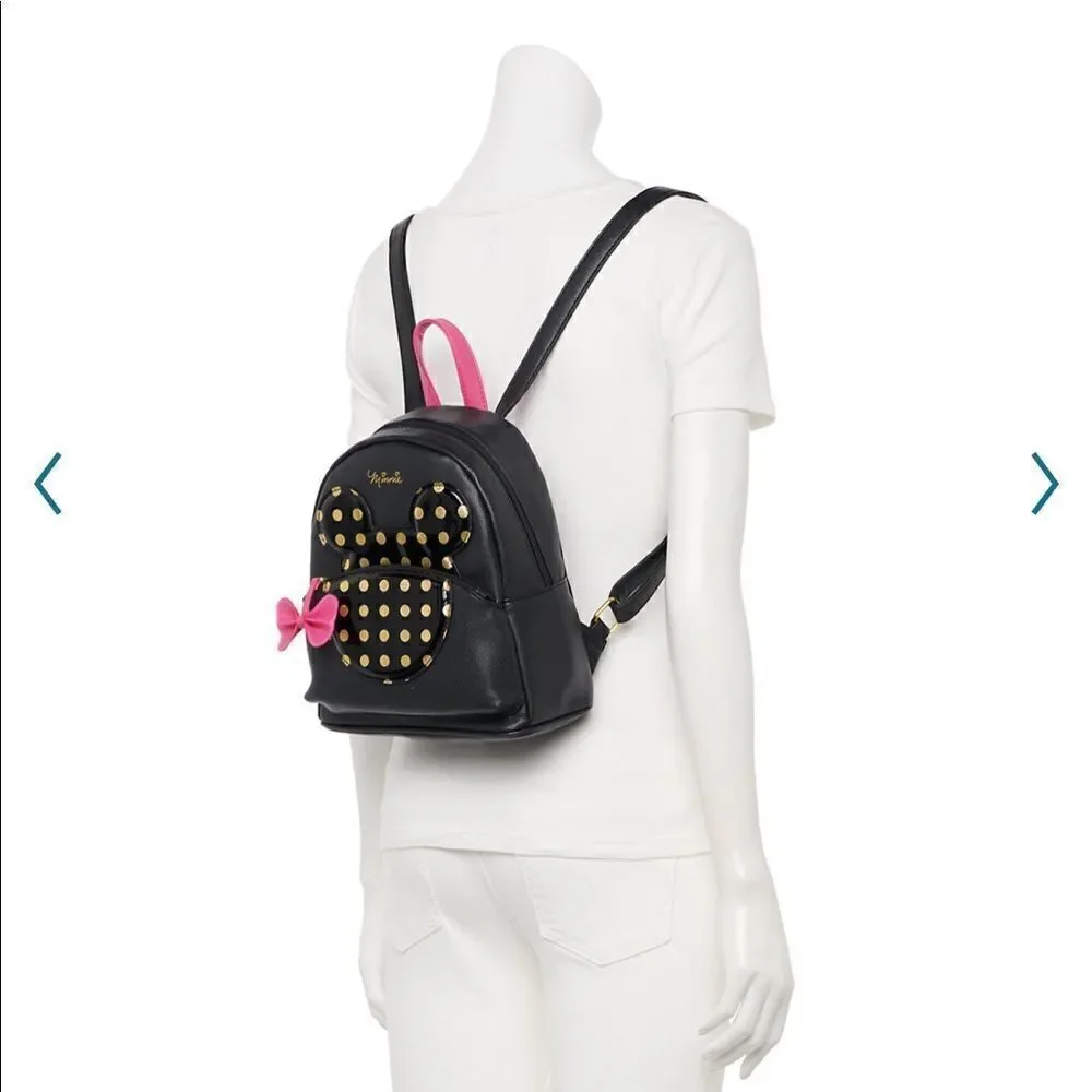 Dani by Danielle Nicole Disney’s Minnie Mouse Gold Polka Dot Mini Backpack NWT - Picture 4 of 6